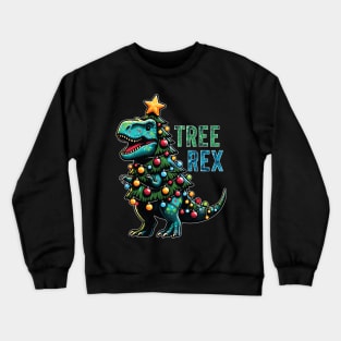 Christmas Dinosaur Tree Rex Funny Christmas Tree Crewneck Sweatshirt